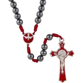 Needzo Soldier of Christ Red Catholic Confirmation Rosary, 14 Inch