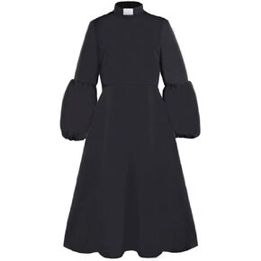 Clergy Dresses for Women Tab Collar A-Line Long Sleeve Loose Elegant Dress