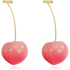 Cherry Earrings for Women Fun Fruit Drop Dangle Earrings Cute 3D Red Cherry Jewelry Unique Fruit Charm Jewelry for Women