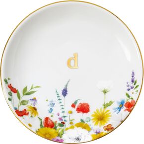 Crisky Flower Jewelry Tray Ring Dish & Gift Box, Ceramic Trinket Dish for Rings Earrings Necklaces Keys, Bridal Shower Engagement Birthday Gift for Women, Friends 4.57" (Gold Foil A