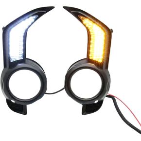 Fog Light Bezel Set with LED DRL Daytime Running Lights, 3-in-1 Function Fog Lamp Bezel Dynamic Sequential Amber Turn Signal, Compatible with Toyota 4Runner 2013-2021