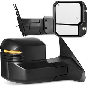 Towing Mirrors for Tundra 2007-2021, For Sequoia 2008-2017 with Power Glass Heated Arrow Turn Signal Light Blind Spot Light Manual Fold Telescoping Tow Mirrors Pair Set