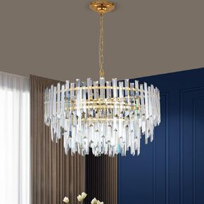 Gold Copper Crystal Chandelier Lighting 17.7'' for Dining Rooms Bedroom Foyer Entryway Ceiling Hanging Pendant Chandelier Light Fixture Lamp