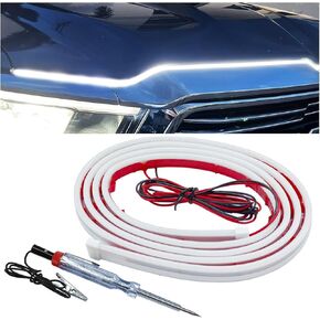 79 Inch Car Hood Light Strip, Waterproof Flexible Car LED Strip Light Kit, 12V Hoodbeam Light with Dynamic Scan Start-up Effect, Auto Daytime Running Light for Cars SUV Truck (2M)