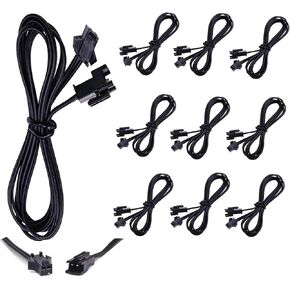 Ourbest Female to Male Extension Cold Light Connector, 10Pcs 3V 2-Pin EL Wire Extension Cable Line Wire for Motorcycle Truck Rock Accent Light,1M