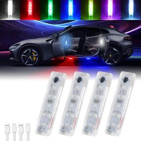 7 Color Car LED Door Lights Projector, Wireless USB Charging Auto Sensing Door Sill Magnetic Welcome Lighting Waterproof for Car Interior Ambient Light
