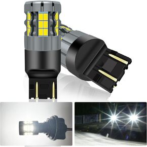 2Pcs 7443 LED Brake light Bulb White, W21/5W T20 7444NA CANBUS Error Free Anti Hyper Flash Replacement Bulb for Tail Light, Daytime Running Light Super Bright 30-SMD 25W 4000LM