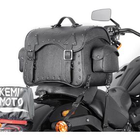 KEMIMOTO Motorcycle Luggage Bag 30L Leather Tail Bag Upgrade Waterproof Travel Foldable Rear Rack Pannier with Straps