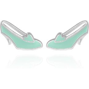 Disney Cinderella Stud Earrings Official License, Silver Flash-Plated Carriage or Slipper Earrings Cinderella Jewelry