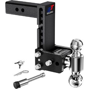 Trailer Hitches, Adjustable Trailer Hitch Ball Mount - Fits 2.0" Receiver, Tri-Ball (1-7/8" x 2" x 2-5/16"), 7" Drop, 10,000 GTW - GT20073B