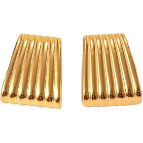 Gold Ribbed Statement Earrings