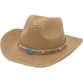 Women/Men Straw Cowboy Hats Western Cowgirl Hat Foldable Wide Brim Cowboy Hat Travel Vacation Beach Sun Hats