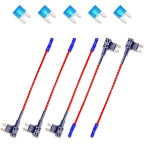 5 PCS Car Fuse Tap, Copper Mini Fuse Tap Connector Add-a-Circuit Fuse, Fuse Taps Automotive 12V, ATM ATO ATC APM Fuse Adapter for Most Cars Trucks Boats (Black)