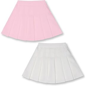 Girls 2-Piece Mini Flare Skirt, Teens High Waist Pleated Stretch Skirt