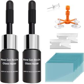 Hotoo Windshield Repair Kit for Chips and Cracks, Glass Repair Liquid for Cracks, Deliver Flawless Repairs for Chips Bullseye and Star Cracks with Rapid Precision, Glass Repair Suction Base