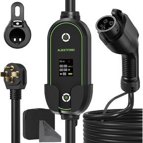 Portable Level 2 EV Charger, 40A, 220-240V, with 25ft Charge Cable and NEMA 14-50 Plug, Adjustable Current/Delay Charging for Electric Car Charger
