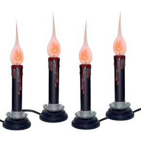 2 Pack Christmas Electric Window Candles, Christmas Window Candles with 4 C7 Clear Bulbs(2 Spare), Plug in Ivory Candle Lamp for Window Home Table Party Christmas Decoration