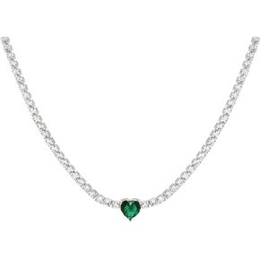Sparkling Emerald Heart in Delicate 14K Gold Women's Tennis Moissanite Necklace to Sparkle Mother's Day, Fashion Jewelry and Birthday Gift in Saudi Arabia