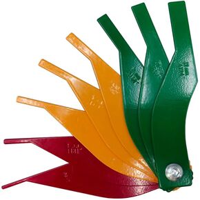 Brake Disc Thickness Gauge, SAE & Metric Brake Pad Measure Ruler Tool, Steel Structure Thickness Gauge, Color Coded Measuring Disc and Drum Brake Pad Gauge