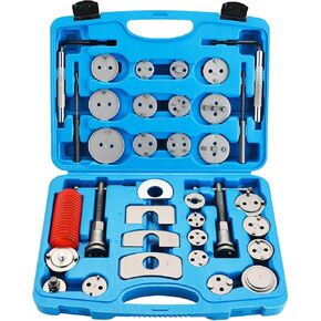 DASBET 35PCS Disc Brake Caliper Tool Kit, Heavy Duty Disc Brake Piston Caliper Compressor Rewind Tool with 24 Adapters, Compatible with Most Vehicles for Brake Pad Replacement