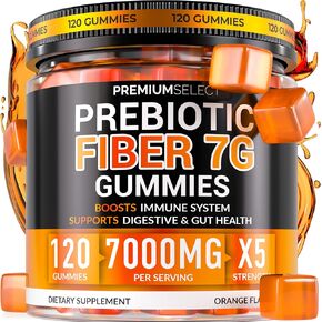 Fiber Gummies for Adults Sugar Free - 120 Gummies Extra Strength 7g Daily Fiber Gummy Supplement Prebiotic Digestive Health Support Chews, Prebiotics Supports Regularity & Digestion 2-Month Supply