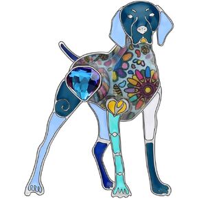 WEVENI Enamel Alloy Rhinestone Great Dane Dog Brooch Pins Scarf Suit Dress Jewelry Gifts for Women Lady Girl (Blue)