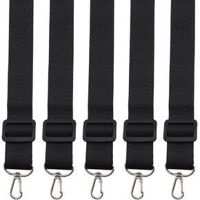 5PCS 1.2m Length Black Adjustable Swivel Clip Hook Buckle Slide Bag Water Bottle Carrying Case Belt Replacement Shoulder Strap Nylon Strap Suitable for Cycling and Camping