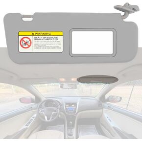 Left & Right Side Sun Visor Fit for Hyundai Accent 1E 2011 2012 2013 2014 2015 Replace 85210-1R000 85220-1R000 Front Driver & Passenger Protection Shade Sunshade Makeup Mirror Blocker Gray