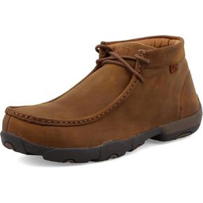 Twisted X Men's Steel Toe Chukka Driving Moc - Handcrafted Leather Safety Toe Shoes with Slip Resistant Outsole - Comfortable, Durable, and Stylish Lace-Up Boots, Distressed Saddle, 10 M in Saudi Arabia