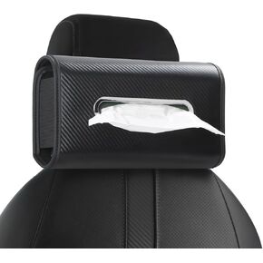 Upgraded Car Tissue Holder Premium PU Leather Tissue Box Cover Keep Tidy Backseat Rectangular Napkin Holder for Car Fits for 100-160 Regular Size Tissues Multi-Position Organizer in Cars Black