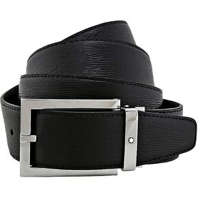 Montblanc 114435 Men's Leather Belt with Rectangular Shiny Stainless Steel Pin Buckle