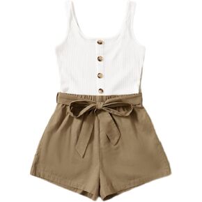 SOLY HUX Casual Summer Rompers for Women Sleeveless Vacation Outfits Short Jumpsuit