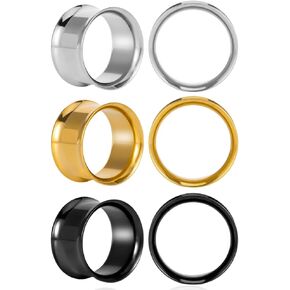 DOEARKO 6 Pcs Large Double Flare 316L Stainless Steel Hypoallergenic Ear Plugs Tunnels Gauges for Ears Expander Body Jewelry
