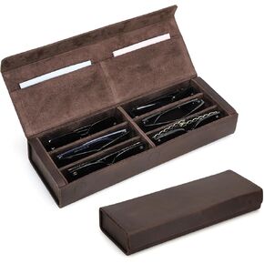 Contacts Genuine Leather Sunglasses Travel Case Hard Eyeglasses Box Vintage Eyewear Holder Travel Accessories