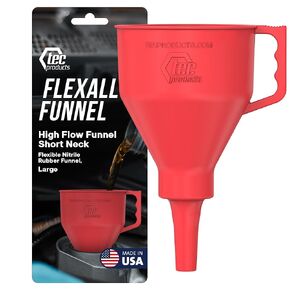 FlexAll Short Neck Funnel - Flexible Funnel with Hose for Automotive Use - Durable Nitrile Rubber - Ideal for Car Oil Change, Transmission Fluid, Diesel, Gas & More - Made in USA - Large