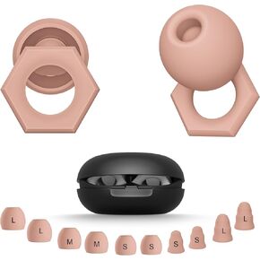 Ear Plugs for Sleeping Noise Cancelling,Reusable Silicone Earplugs with Carrying Case,Ear Plugs for Noise Reduction for Sleep,Noise Sensitivity,Travel,Focus - 5 Pairs Ear Tips in S/M/L