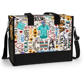 84hoods Large Waterproof Tote Bag with Pockets and Zipper for Travel, Work, Grocery. Gift for CNA.
