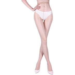 HTRUIYA Shiny Pantyhose for Women Oil Shiny Sheer Tights Silk Stockings High Waist Control Top Pantyhose