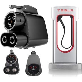 LJH NACS to CCS1 Adapter for Tesla Supercharger V3/V4 DC Fast Charging 500A 1000V 250kW - Compatible with Ford EVs, GM, Rivian R1T/R1S, Hyundai, Kia, Volvo - All-Weather IP54 EV Charger Adapter