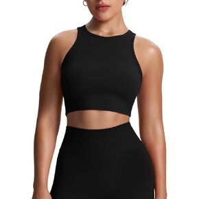 Aoxjox Women's Workout Sleeveless Tank Tops Crew Neck Racerback Breathable Without Padded Gym Yoga Crop Top