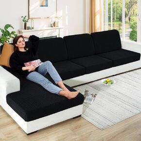 YEMYHOM 【Clearance Stretch 3 Pieces Cushion Covers Sofa Seat Cushion Slipcovers Soft Couch Cover Replacement Diamond Pattern Furniture Protector with Elastic Bottom (Diamond Dark Gray)