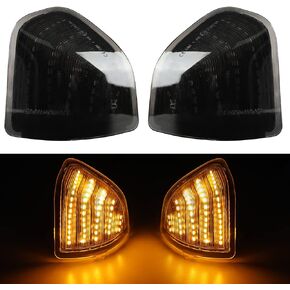 Dynamic LED Side Mirror Turn Signal Light Left & Right Rear View Lamps Smoked Cover Lens for 68302828AA 68302829AA Compatible with 2010-2018 Dodge Ram 1500 2500 3500 4500 5500, Pack of 2