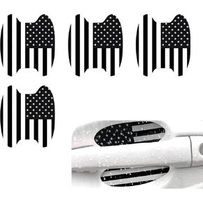 Pack-4 Car Door Bowl Protective Film, Door Side Paint Protective Film with American Flag Pattern, Universal Automobile Accessoris, for Most Cars, Trucks and Vans (Black)