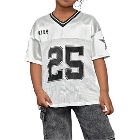 SOLY HUX Girl's Summer Jersey Shirts V Neck Short Sleeve Graphic Tees Oversized T-Shirt Tops