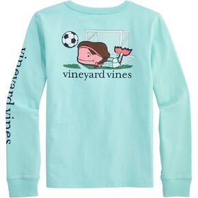 vineyard vines Girls' Soccer Player Whale Long-Sleeve Pocket Tee