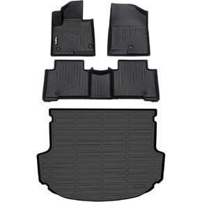 Car Floor Mats & Cargo Trunk Liners Compatible for Hyundai Santa Fe 2021 2022 2023 All-Weather TPE Rubber Mat Protection Black Accessories