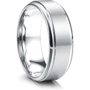 Jstyle Stainless Steel Wedding Rings for Men Women 8MM Mens Wedding Band Silver/Black/Gold Engagement Mens Rings, Matte Surface Polished Edge Men Ring Jewelry Comfort Fit 6-14