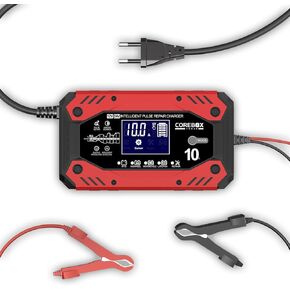 Battery Charger 10-Amp 12V/24V Smart Trickle Charger for Car - Battery Maintainer Trickle Charger, and Automotive Battery Charger with Temperature Compensation for Car Truck Motorcycle Lawn Mower