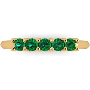 Clara Pucci 0.35 Ct Round Cut VVS1 Simulated Emerald Wedding Band – Stackable 14K Solid Yellow Gold Ring – Bridal Anniversary Band for Women – Birthstone Gift for Her