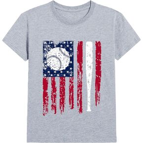 Kids 4th of July T-Shirt for Boys Patriotic Tops American Flag Shirts Independence Day Clothes Cotton Tees 2-10 Years